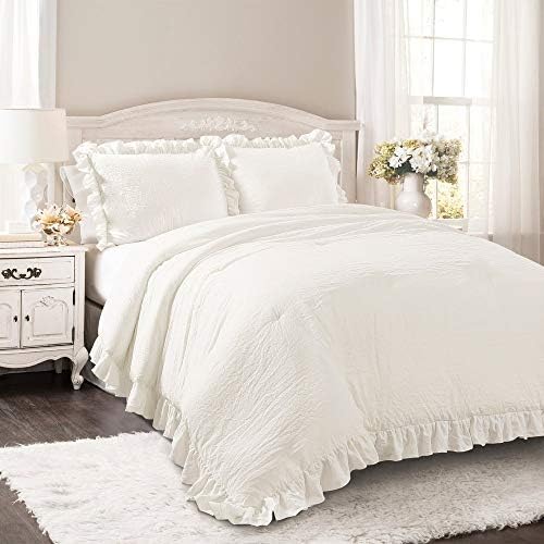 Lush Decor Lake Blue Ruffle Comforter Set 3 Piece