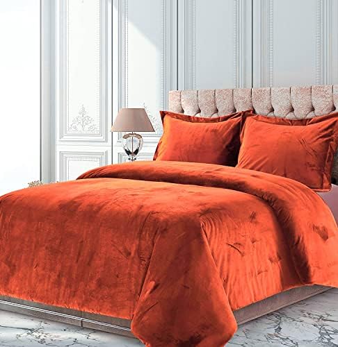 Dimpy Bedding Velvet Orange Comforter Set Super Queen