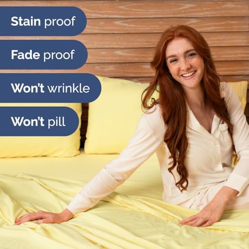 CGK Unlimited Wrap Around Dust Ruffle Bed Skirt with 2 Pillowcases Bundle - Yellow