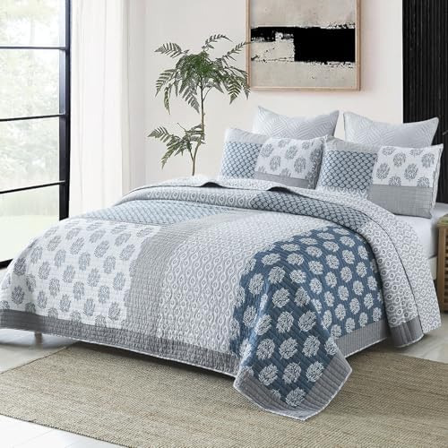 PANGUSHAN King Size Quilt Set - 3 Piece Cotton Bedding
