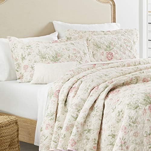 Laura Ashley Twin Quilt Set Reversible Cotton Bedding with Matching Sham 1