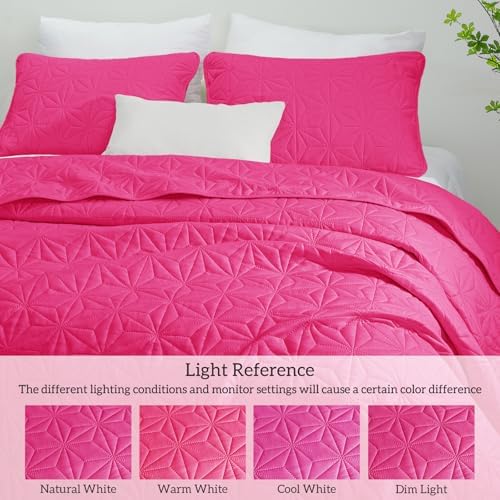 Whale Flotilla Twin XL Quilt Set Hot Pink