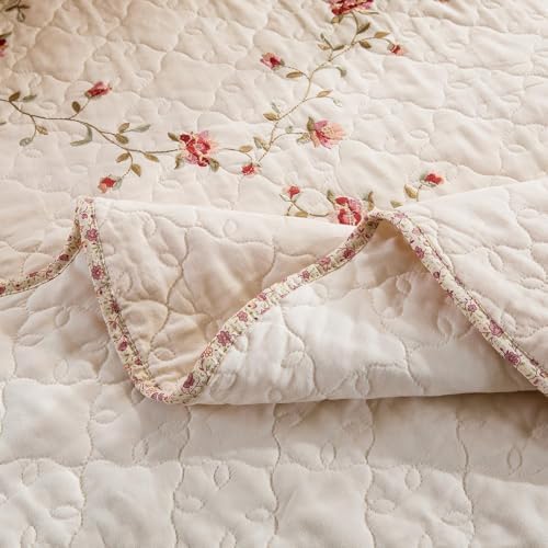 EAVD Floral Embroidered Quilt Set King Size 3 Pieces 1