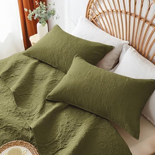 WURUIBO Olive Green Quilt Set Twin Size