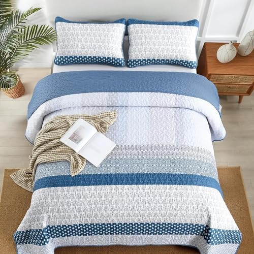 WONGS BEDDING Blue Boho Quilt Set Twin Size
