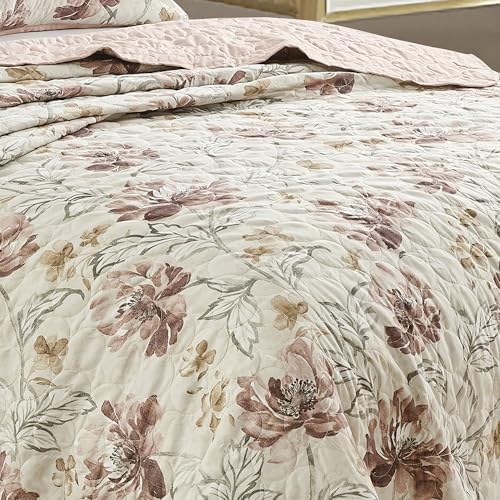 ESCA 3-Piece Bahamar Floral Blush Pink Bedspread Set