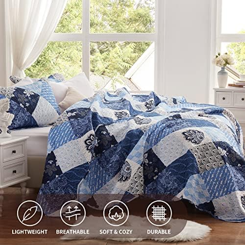 LEAONME Full Queen Quilt Set 3 Pieces Reversible