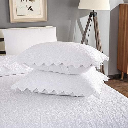 Brandream 5-Piece White Quilt Set Cotton Queen Size