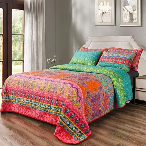 YASMENG Boho Quilt Set Queen Size 3 Piece