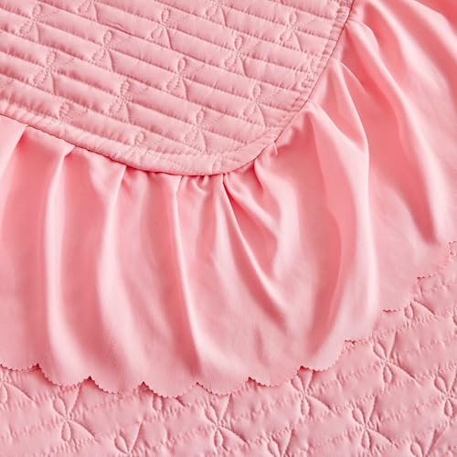 UOZZI Ruffled Quilt Bedding Set Queen 96x96