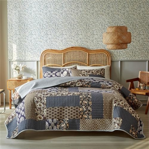 ROOMLIFE Twin Quilt Set - 3-Piece Cotton Boho Bedding