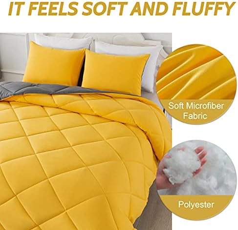 Decroom Twin Comforter Set - Yellow and Grey Down Alternative