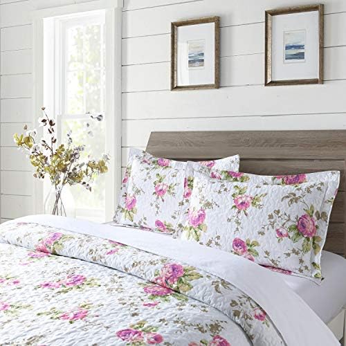 Boryard 3-Piece King Quilt Set with Rose Print