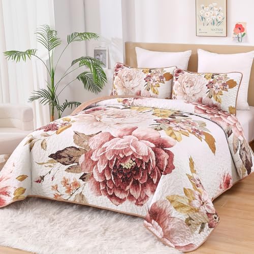 WONGS BEDDING Blush Floral Queen Quilt Set