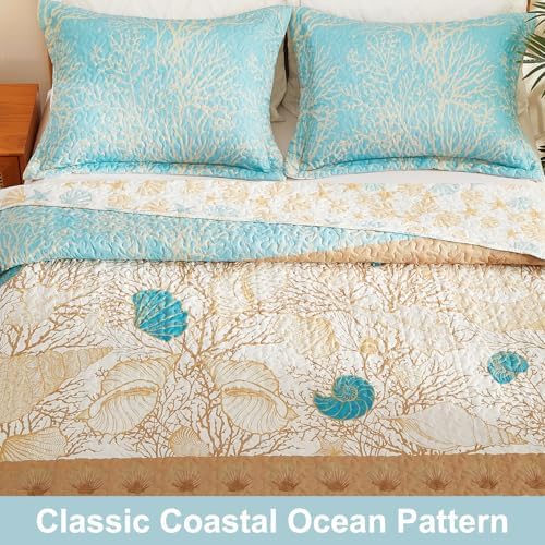 Coastal Quilt Set Queen 3-Piece Ocean Theme