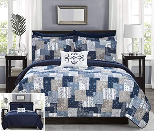 Chic Home Eliana 3 Piece Reversible Quilt Set Paisley Print