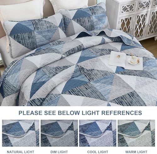 Dintszyayue 3 Piece Queen Quilt Set Blue