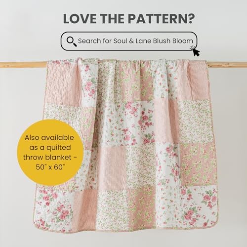 Soul Lane Blush Bloom Cotton Quilt Set Queen