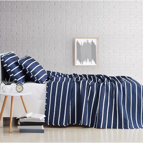 TRULY SOFT Navy Stripe Twin XL Quilt Set