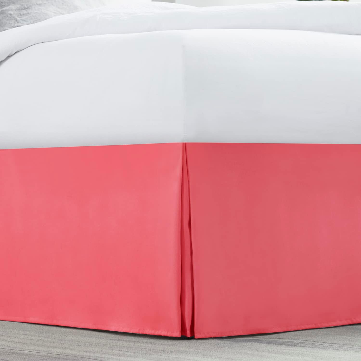 Nestl Coral Pink Cal King Bed Skirt 14 Inch Drop