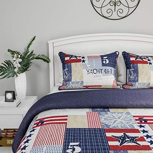 Lavish Home 2-Piece Quilt Set Nautical Americana