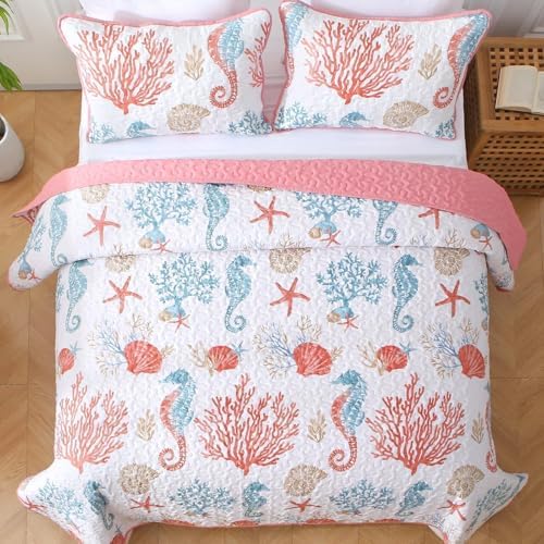 Heymybed Coastal Quilt Set Queen Size 3 Pieces
