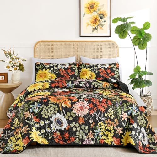 Yiran Floral Quilt Set Queen Size 3 Piece