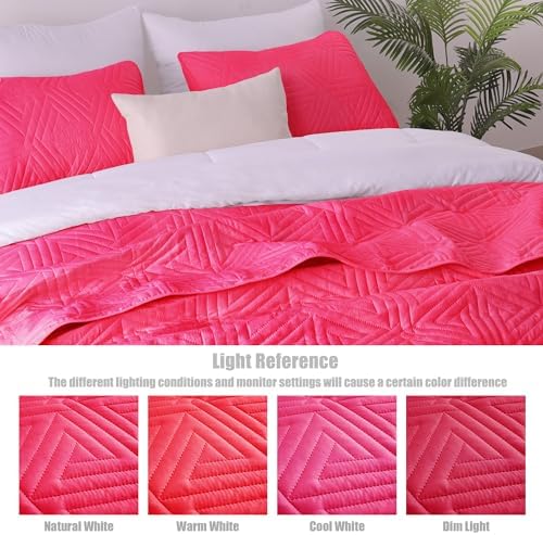Whale Flotilla Hot Pink Soft Reversible Quilt Set 1
