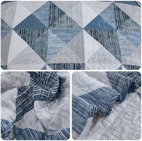 Dintszyayue 3 Piece Queen Quilt Set Blue