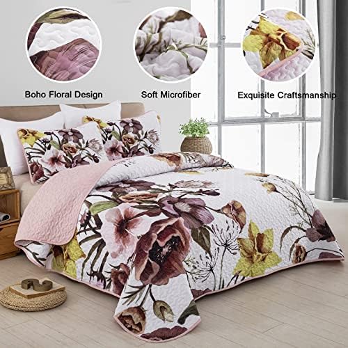 Drucon Floral Quilt Set Queen 3 Pieces