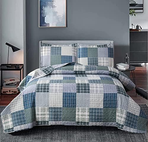 Ycosy Plaid Quilt Set Twin Size Reversible Bedspread