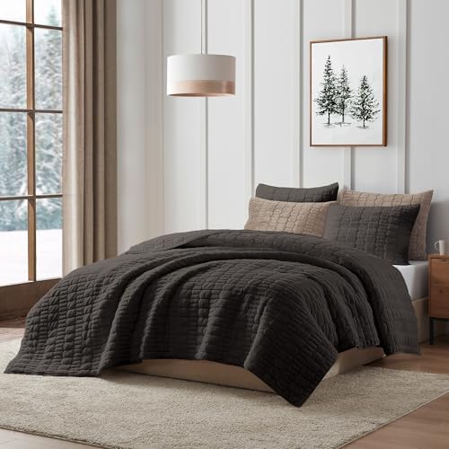Wonderful Faux Fur Quilt Set Queen 3 Piece