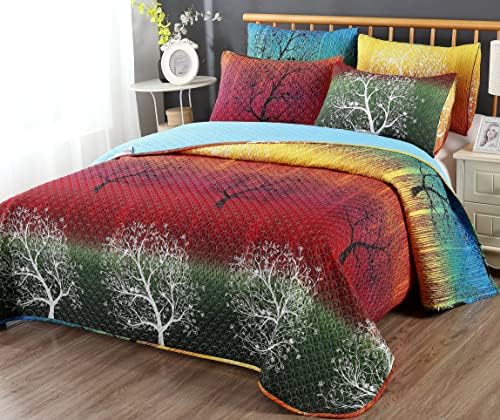 Swanson Beddings Rainbow Tree 5 Piece Quilt Set King