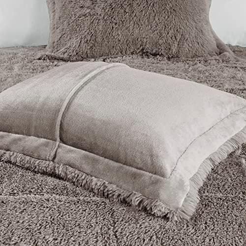 Intelligent Design Shaggy Comforter Set Faux Fur Down Alternative Grey 3 Piece