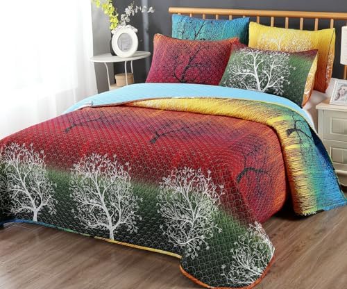 Swanson Beddings Rainbow Tree 5 Piece Quilt Set King