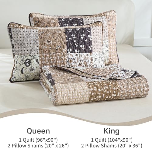 Menghomeus Brown Boho Quilt Set Queen