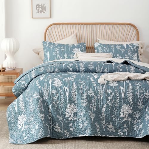 JANZAA King Size Quilt Set with Floral Pattern