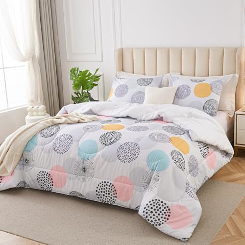 3 Piece Twin Comforter Set with Pillow Cases - Dream Circle