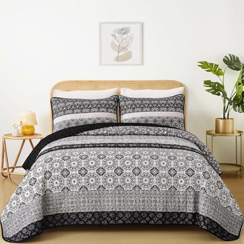 WONGS BEDDING Boho Quilt Set Queen Size 3 Pieces