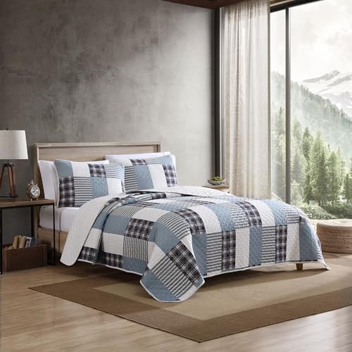 Eddie Bauer Twin Quilt Set Reversible Cotton Bedding with Matching Sham All Seasons