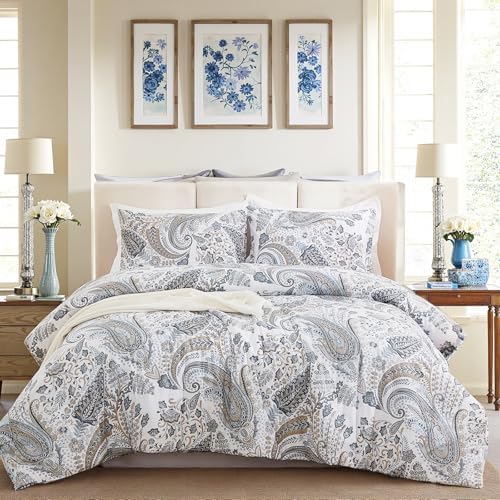 Cozaline Blue Paisley Queen Duvet Cover Set 3 Pcs