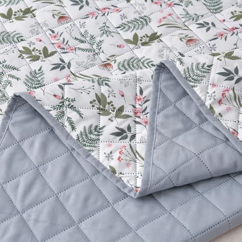 LINNUO HOURSE King Size Quilt Set with Reversible Floral Pattern