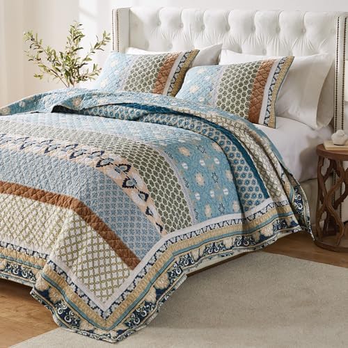 Greenland Home Thalia Quilted Bedding Set 3-Piece FullQueen Blue