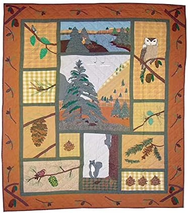 Patch Magic Quilts Quilted Pinecones Super Queen Quilt 3 Piece Set