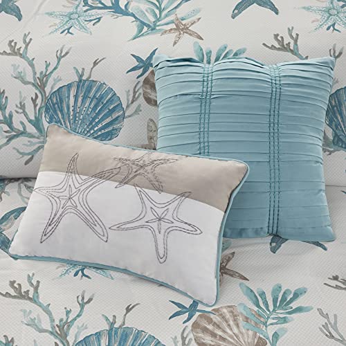 Madison Park Pebble Beach Duvet Set - AquaTealTaupe 6 Piece