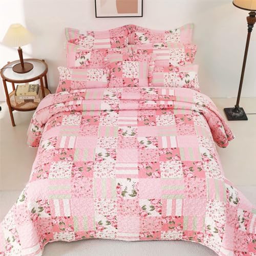 Cmfshape Floral Bedspread and Pillow Shams Set - Queen Size