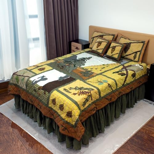 Patch Magic Quilts Quilted Pinecones Super Queen Quilt 3 Piece Set