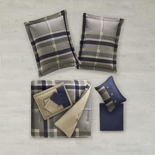 Intelligent Design Robbie Cozy Comforter Set 7 Piece Twin XL Navy Tan