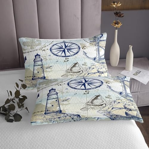 Erosebridal Nautical Theme King Quilt Set