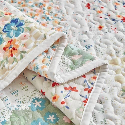 UOZZI BEDDING Floral Patchwork Quilt Set Queen Full 88x88 3 PC